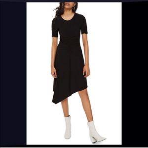 top shop black ruched asymmetrical dress